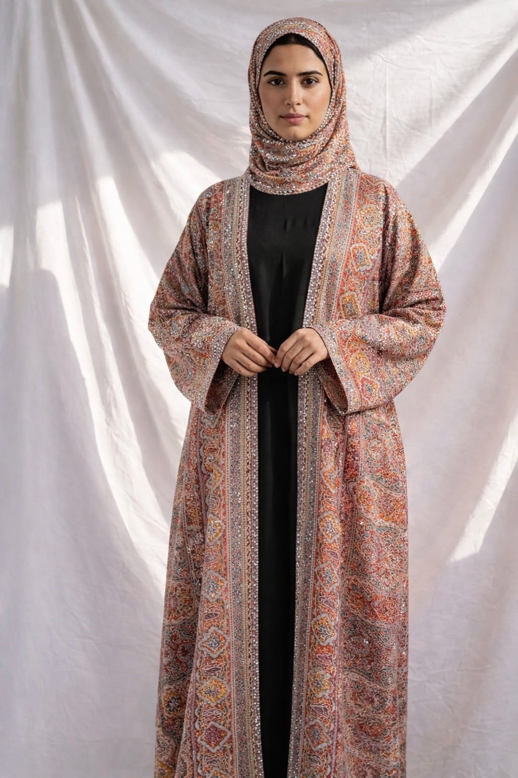 ultimate multicolor abaya with headscarf