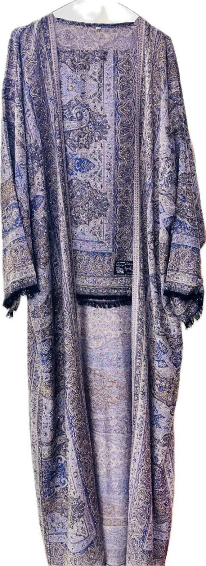 Royal Blue Paisley Pashmina Abaya