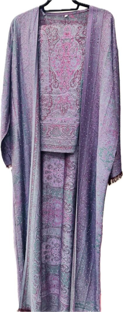 Lavender Pink Paisley Pashmina Abaya