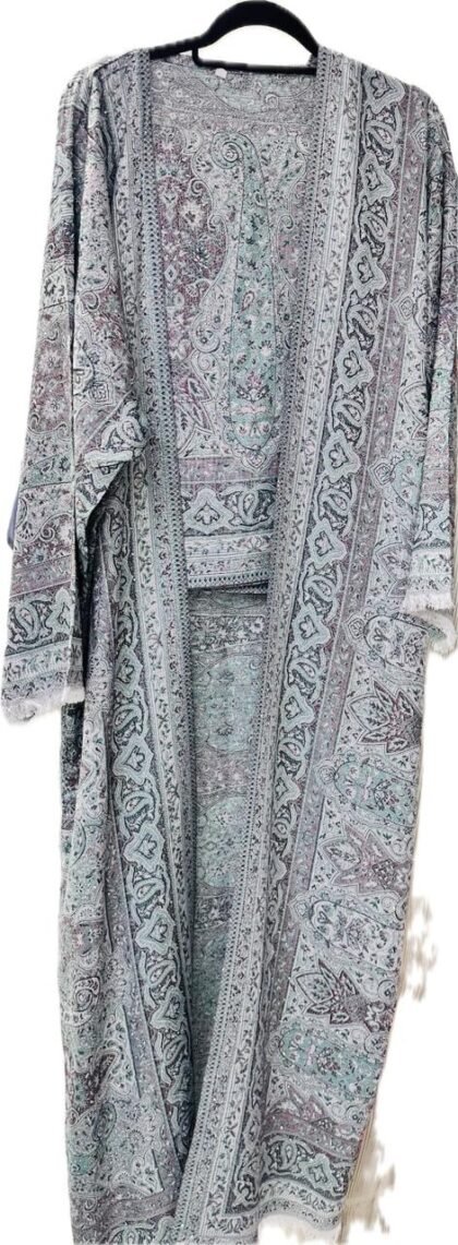 Silver Mint Paisley Pashmina Abaya