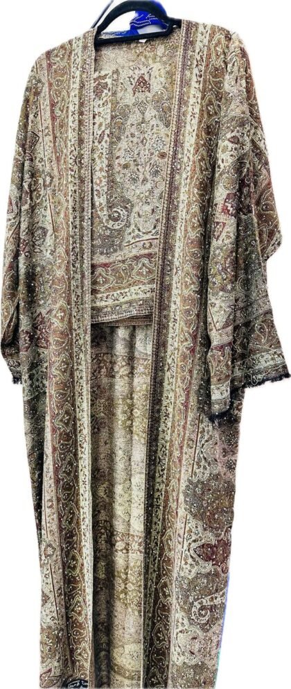 Cream Maroon Traditional Pashmina Abaya