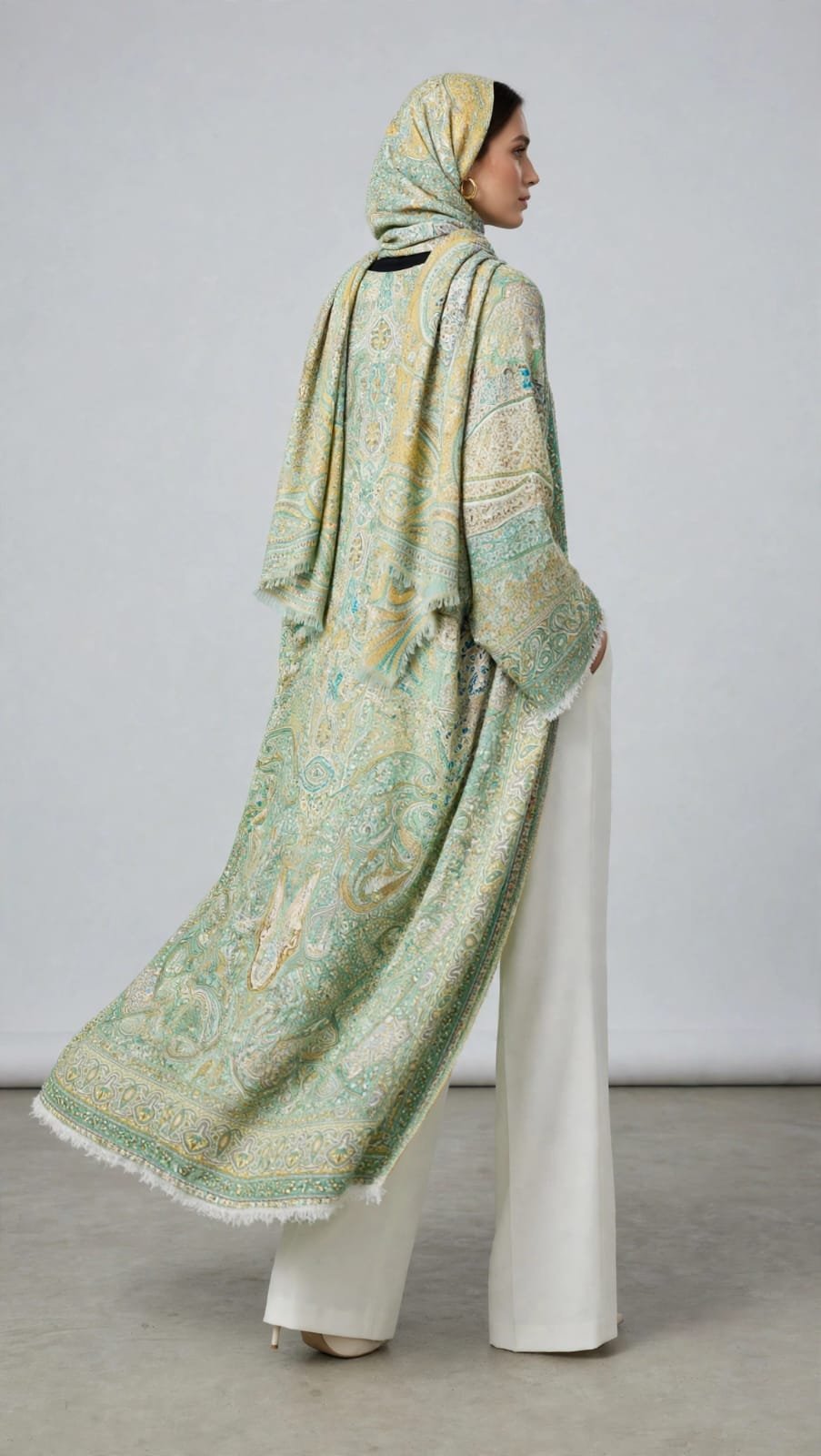Mint Green Paisley Pasmina Abaya