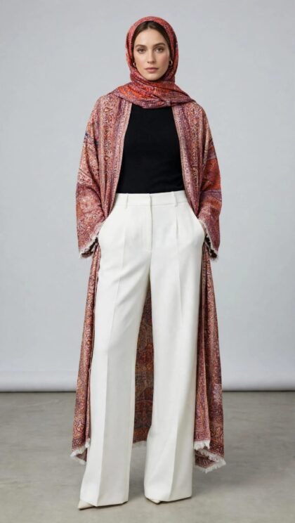Rust Paisley Pasmina Abaya