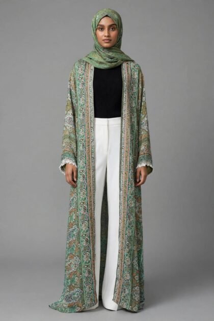 Green Paisley Pasmina Abaya