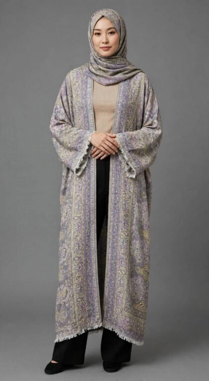 Muted Lavender Grey Pashmina Abaya