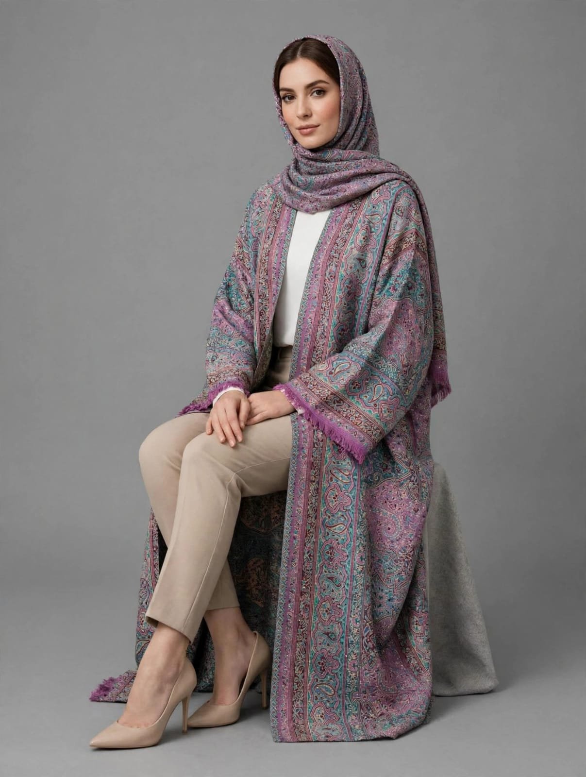 Mauve Lavender Pashmina Abaya