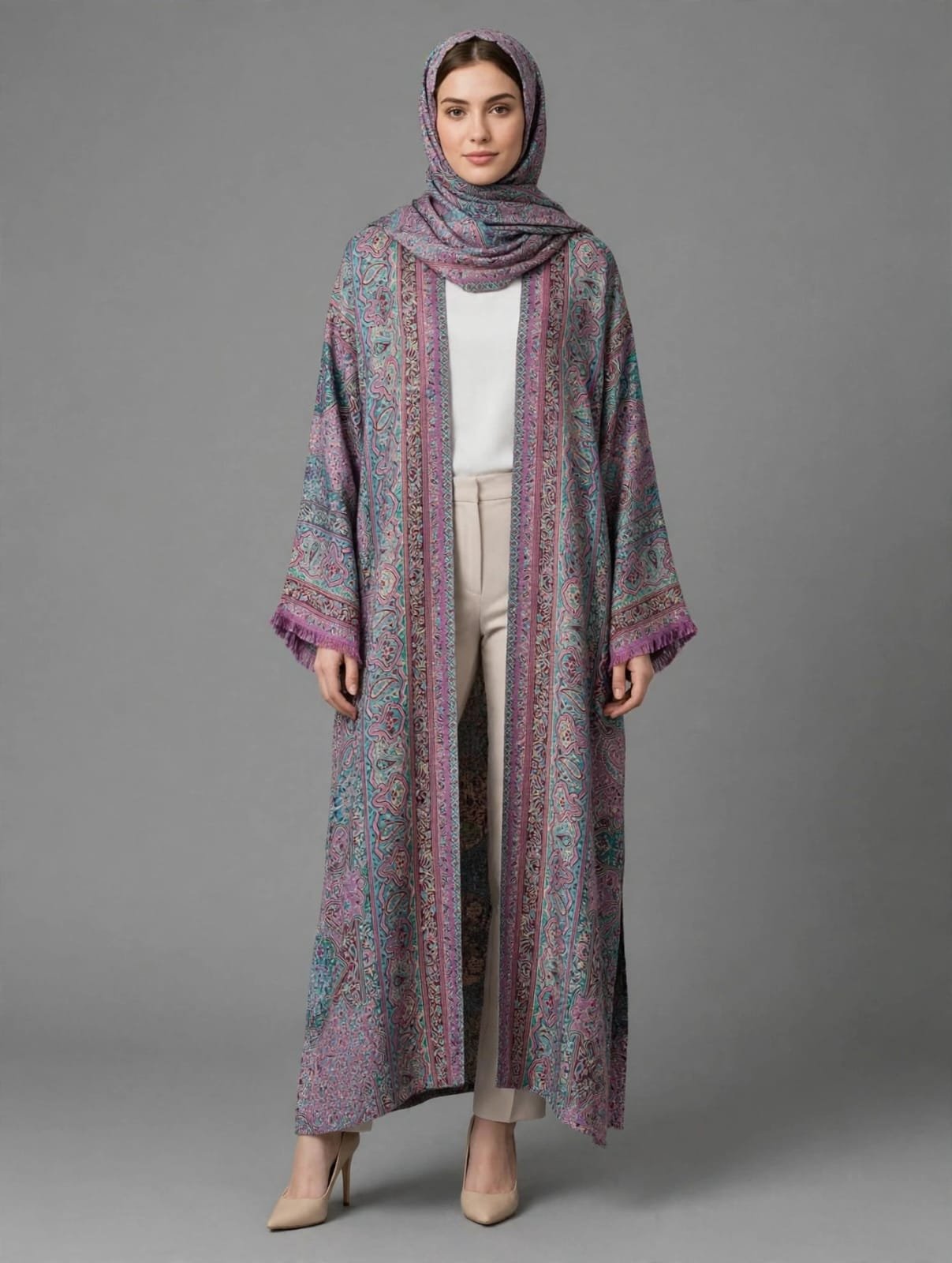 Mauve Lavender Pashmina Abaya