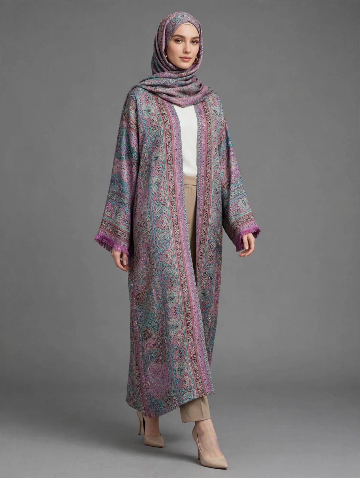 Mauve Lavender Pashmina Abaya